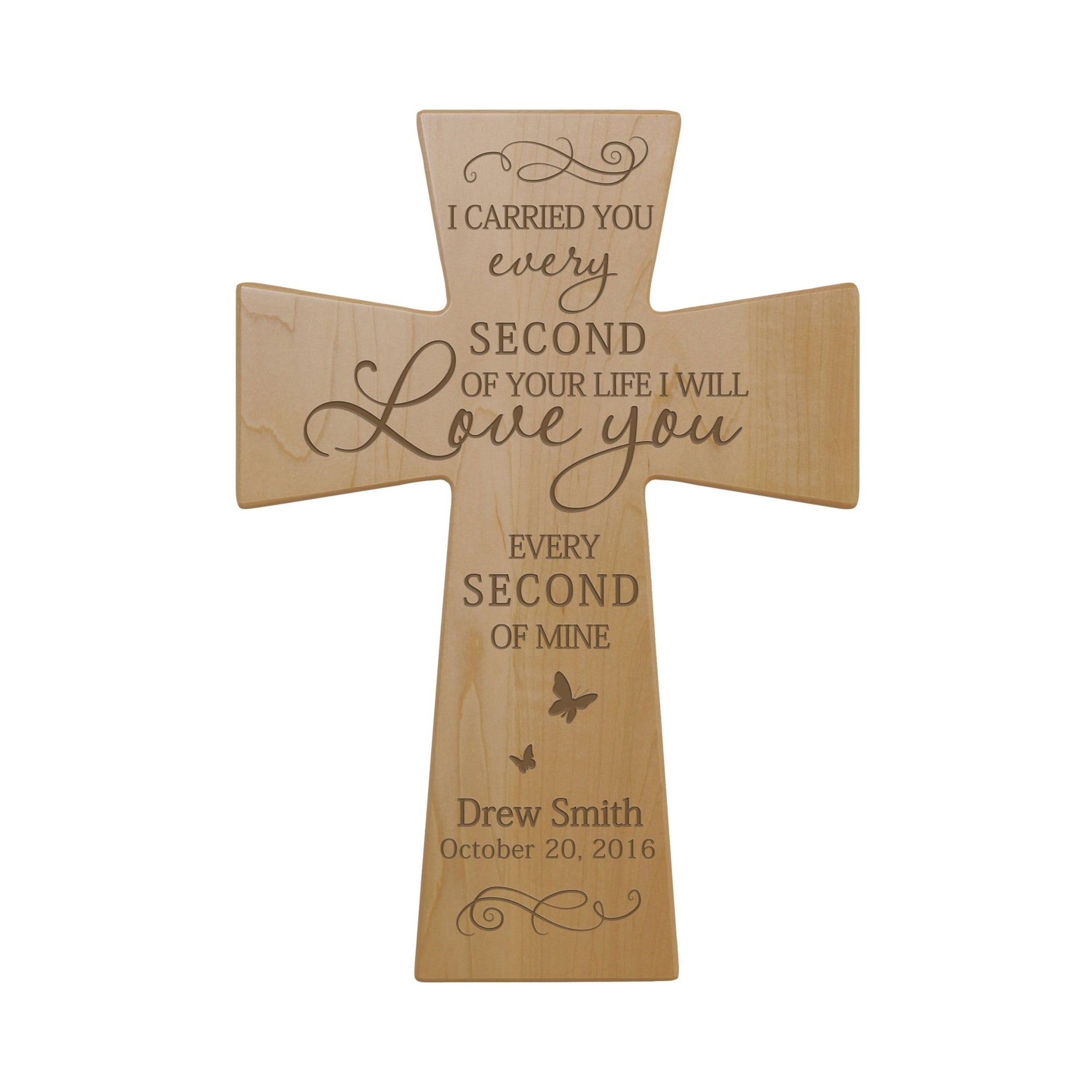 Custom Memorial Wooden Cross 12x17 I Carried You Butterfly - LifeSong Milestones