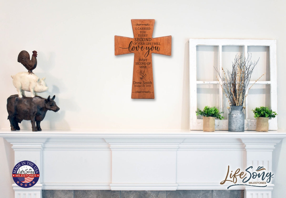 Custom Memorial Wooden Cross 12x17 I Carried You Dove - LifeSong Milestones