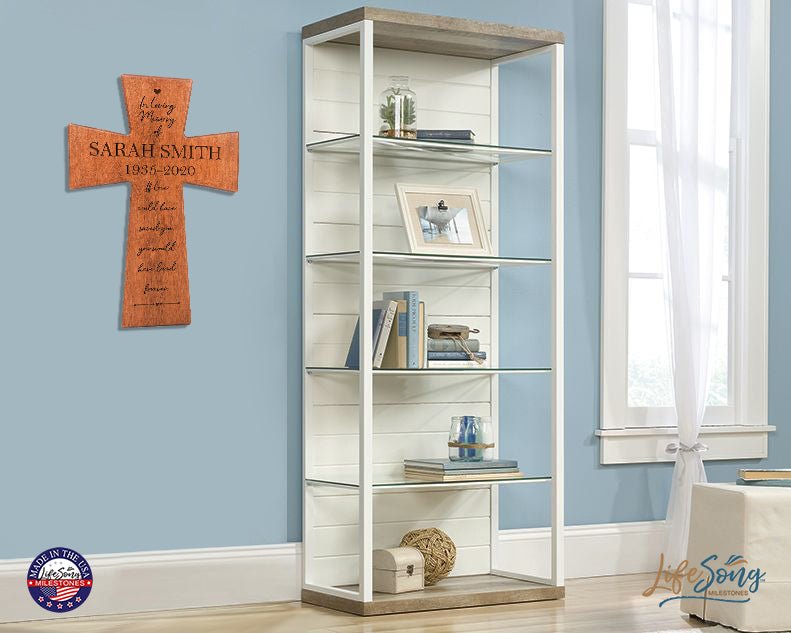 Custom Memorial Wooden Cross 12x17 (If Love Could) - LifeSong Milestones