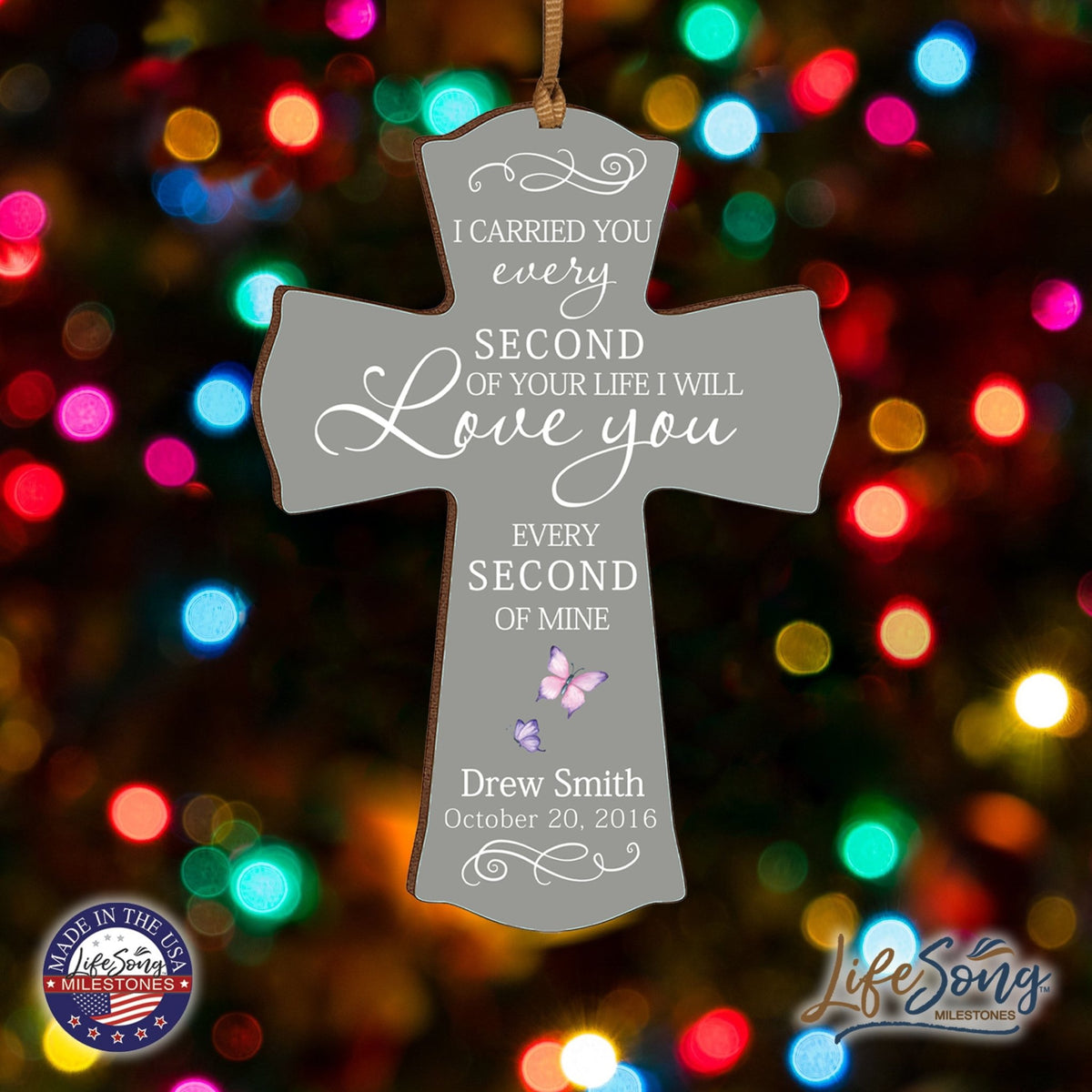 Custom Memorial Wooden Cross 4x6 I Carried You Butterfly - LifeSong Milestones