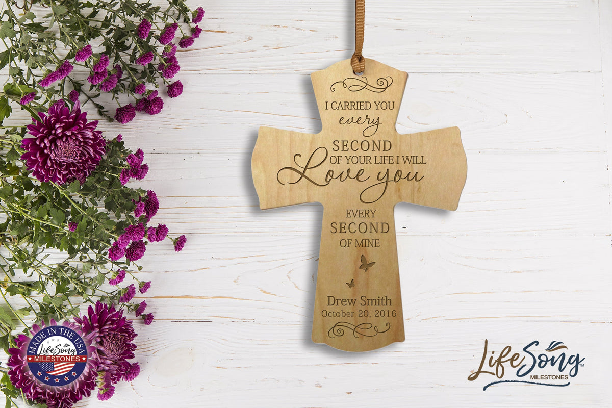 Custom Memorial Wooden Cross 4x6 I Carried You Butterfly - LifeSong Milestones