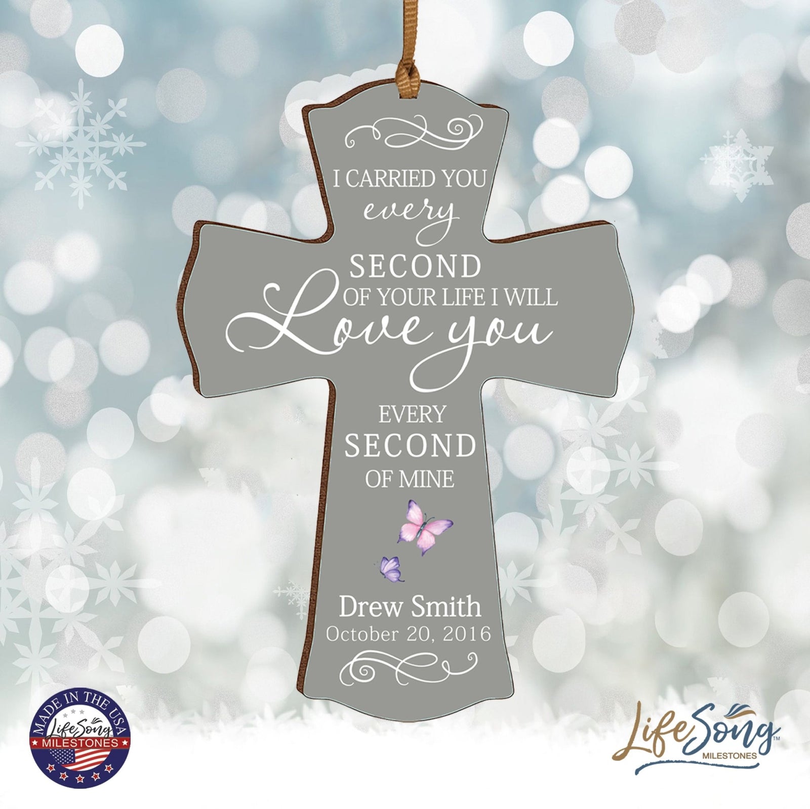 Custom Memorial Wooden Cross 4x6 I Carried You Butterfly - LifeSong Milestones