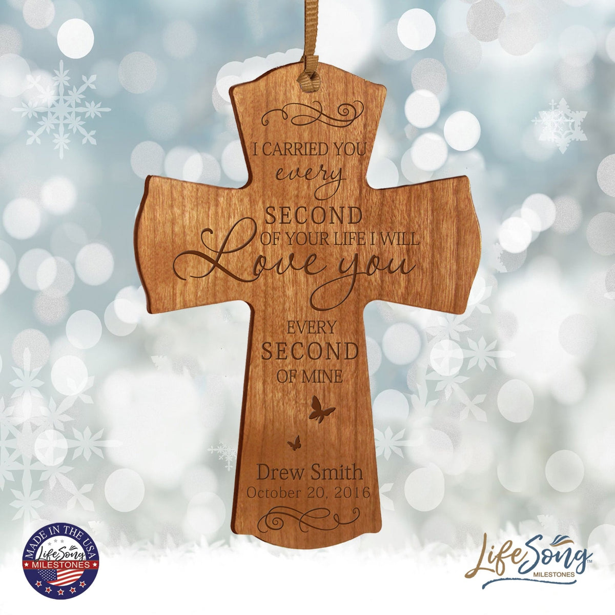Custom Memorial Wooden Cross 4x6 I Carried You Butterfly - LifeSong Milestones