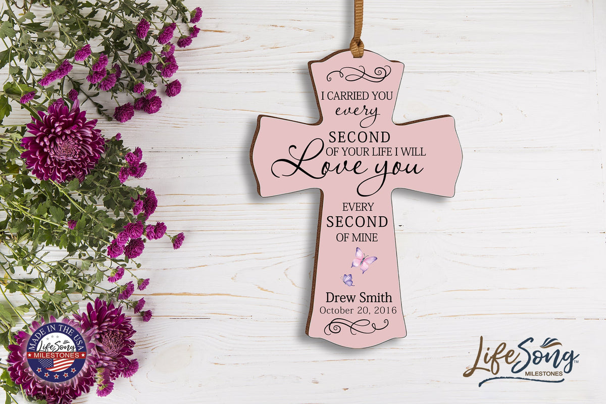 Custom Memorial Wooden Cross 4x6 I Carried You Butterfly - LifeSong Milestones