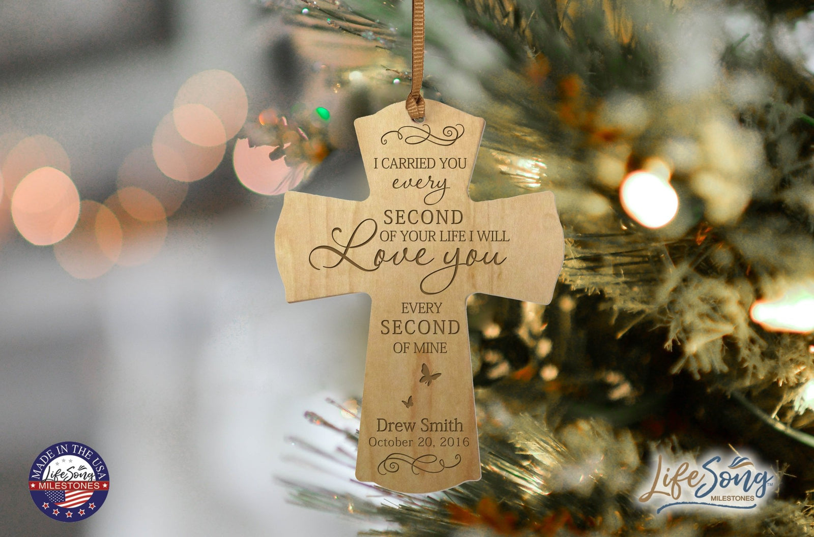 Custom Memorial Wooden Cross 4x6 I Carried You Butterfly - LifeSong Milestones