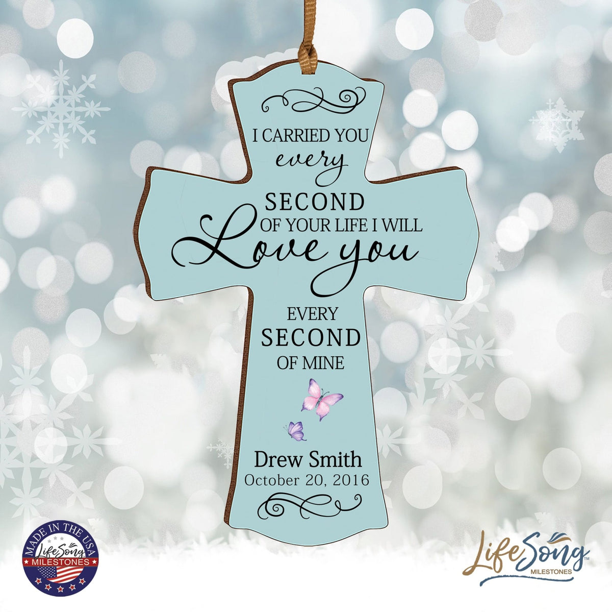 Custom Memorial Wooden Cross 4x6 I Carried You Butterfly - LifeSong Milestones