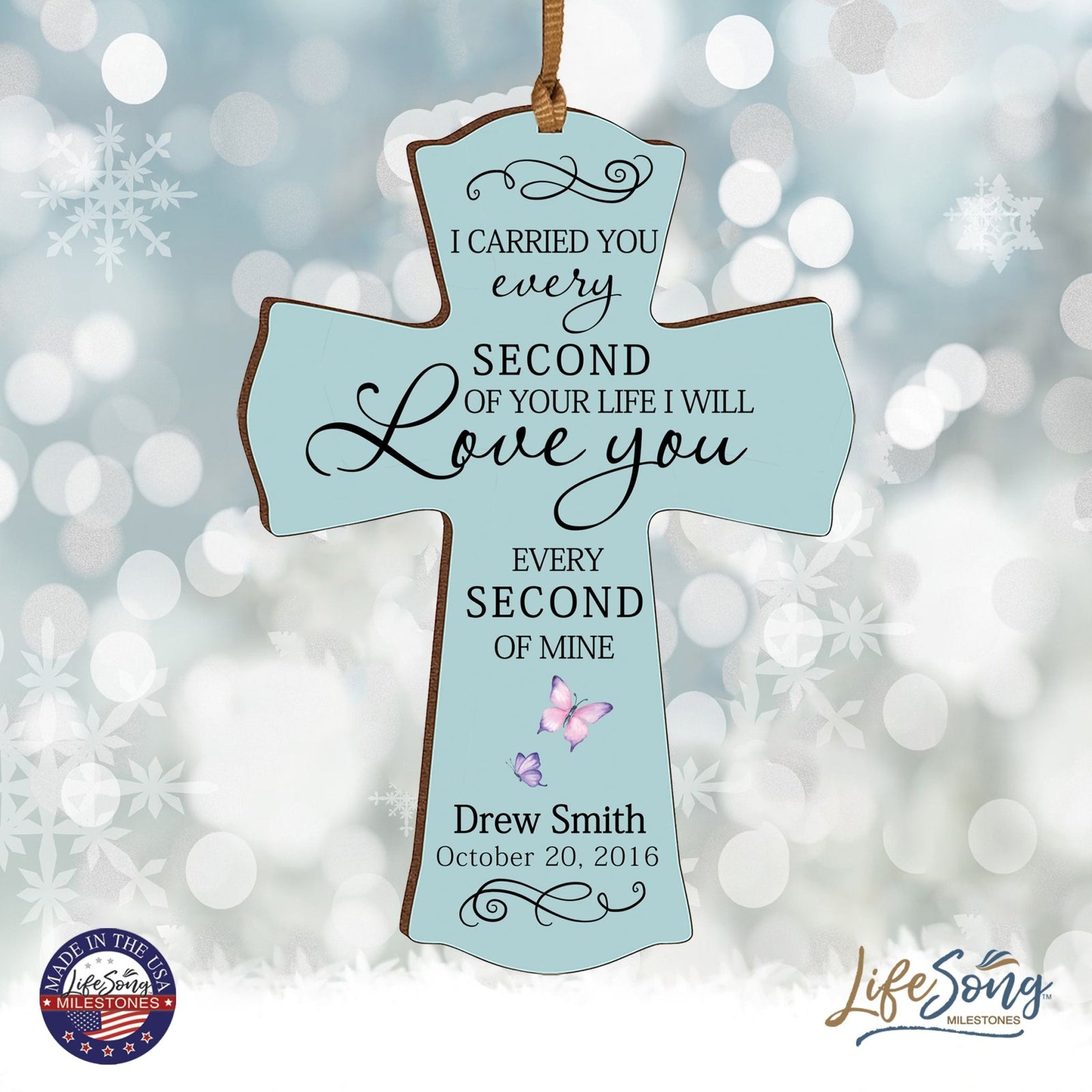 Custom Memorial Wooden Cross 4x6 I Carried You Butterfly - LifeSong Milestones