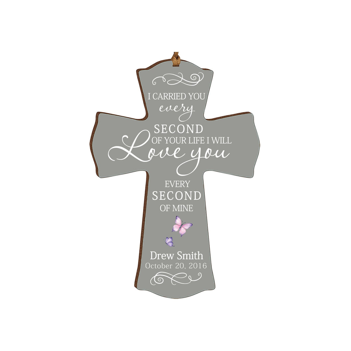 Custom Memorial Wooden Cross 4x6 I Carried You Butterfly - LifeSong Milestones