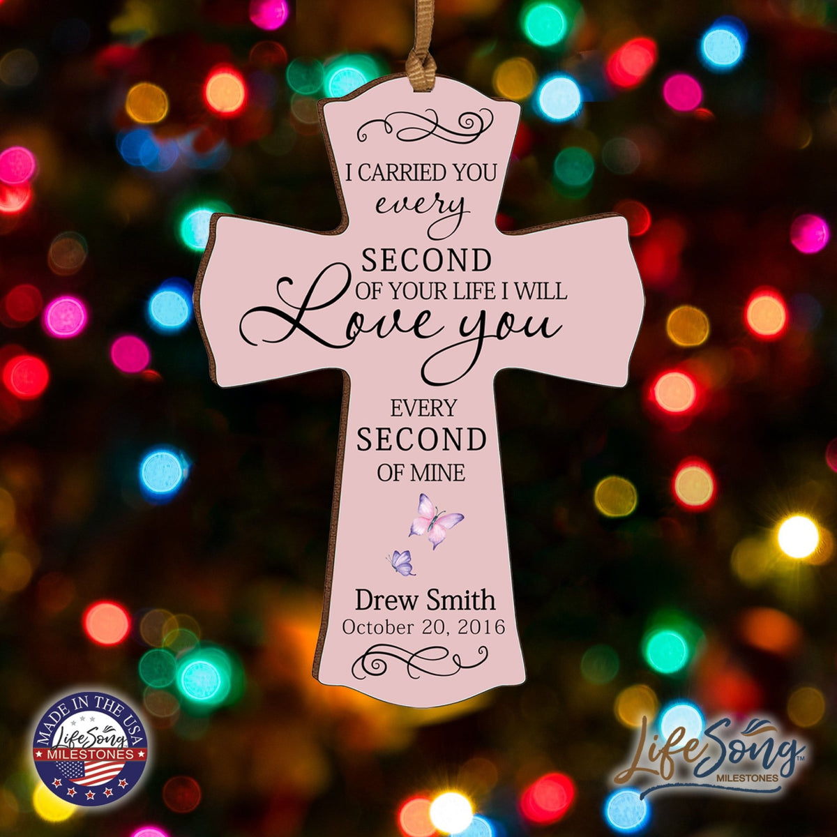 Custom Memorial Wooden Cross 4x6 I Carried You Butterfly - LifeSong Milestones