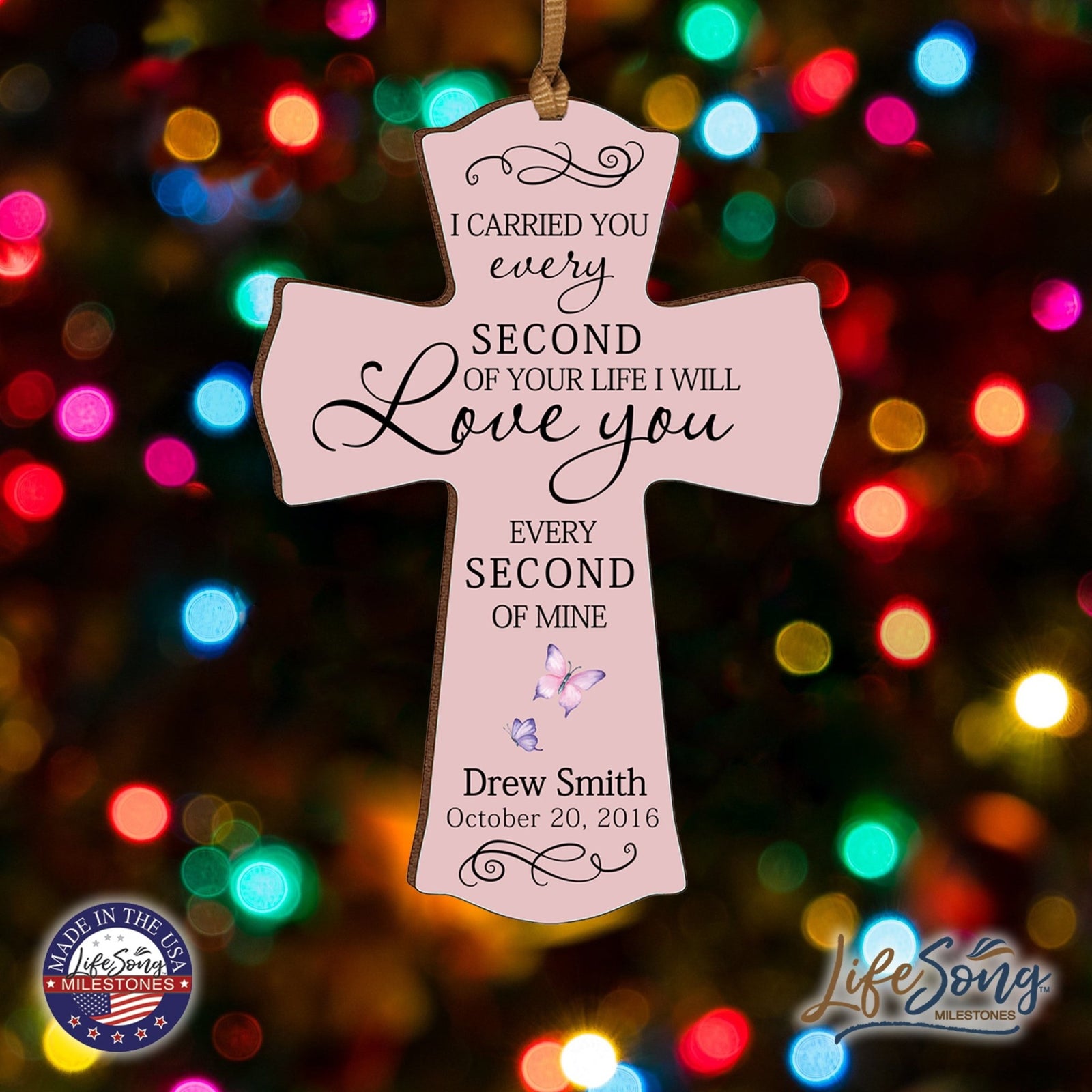 Custom Memorial Wooden Cross 4x6 I Carried You Butterfly - LifeSong Milestones