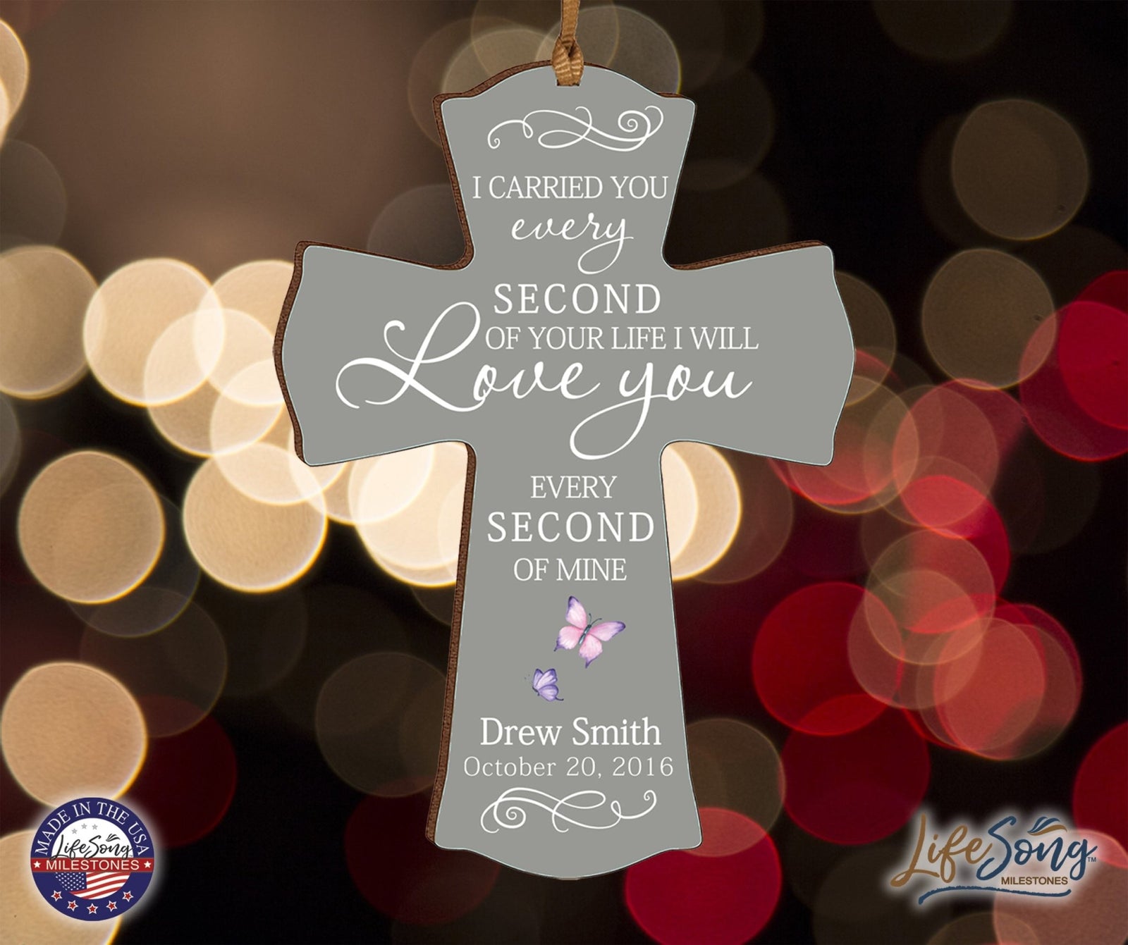 Custom Memorial Wooden Cross 4x6 I Carried You Butterfly - LifeSong Milestones