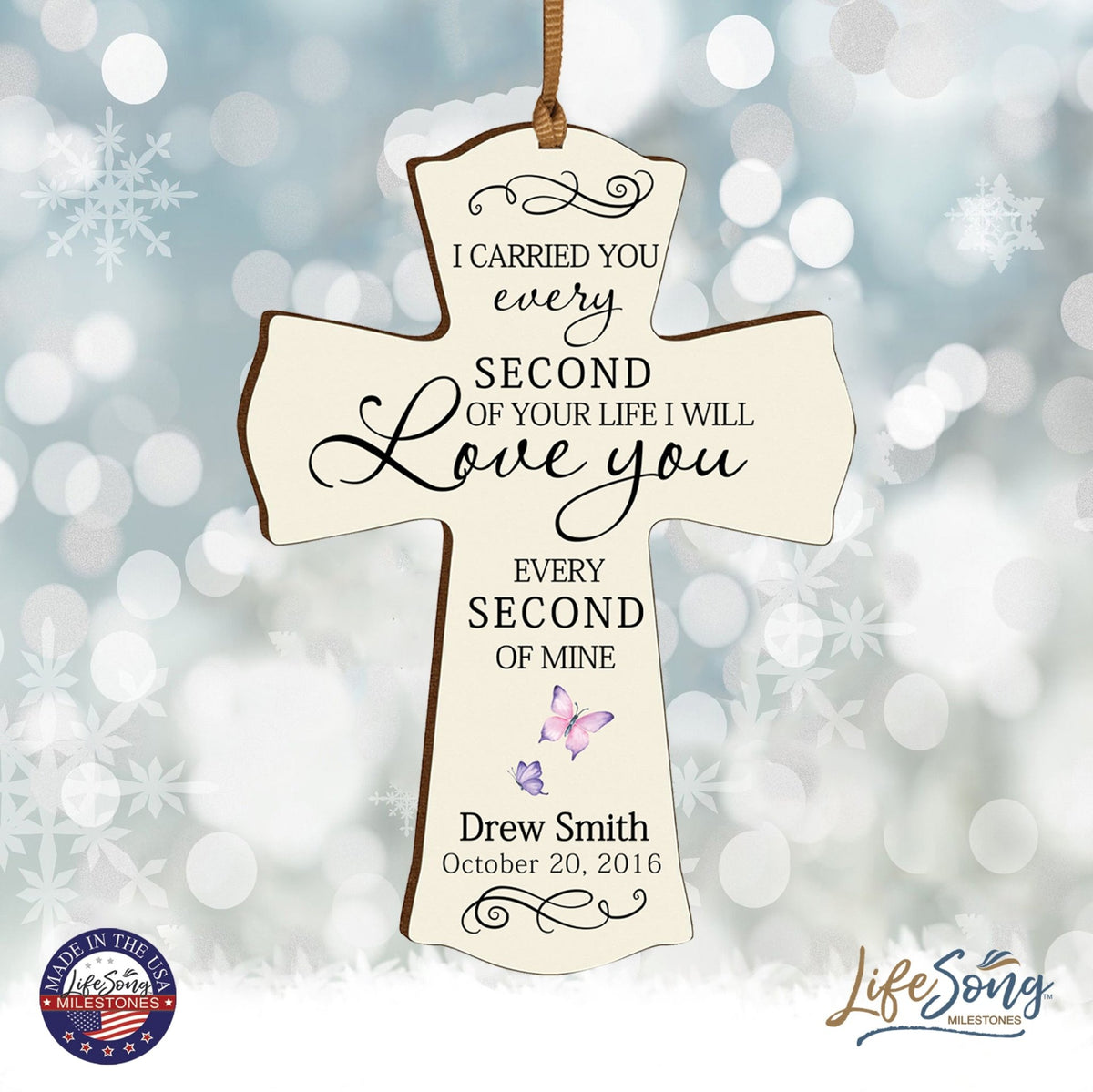 Custom Memorial Wooden Cross 4x6 I Carried You Butterfly - LifeSong Milestones