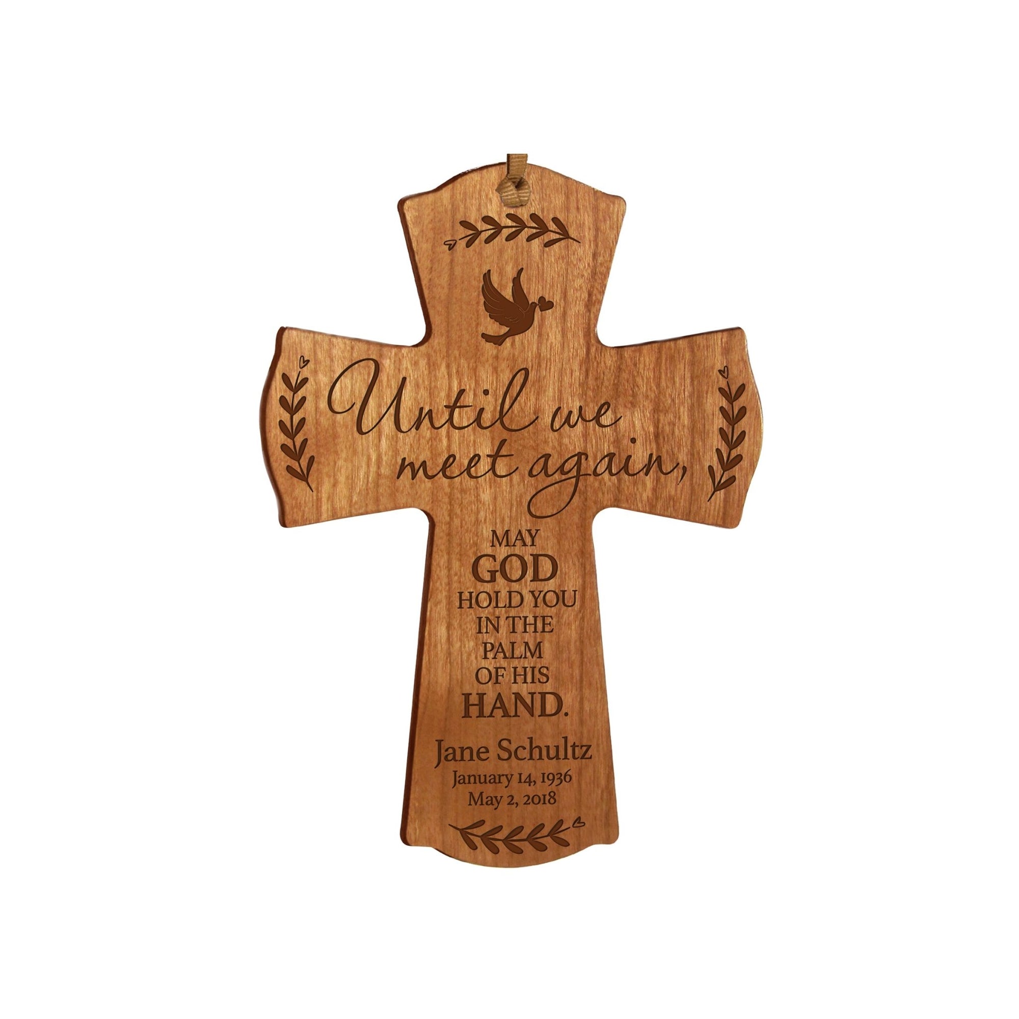 Custom Memorial Wooden Cross 4x6 Until We Meet Again - LifeSong Milestones