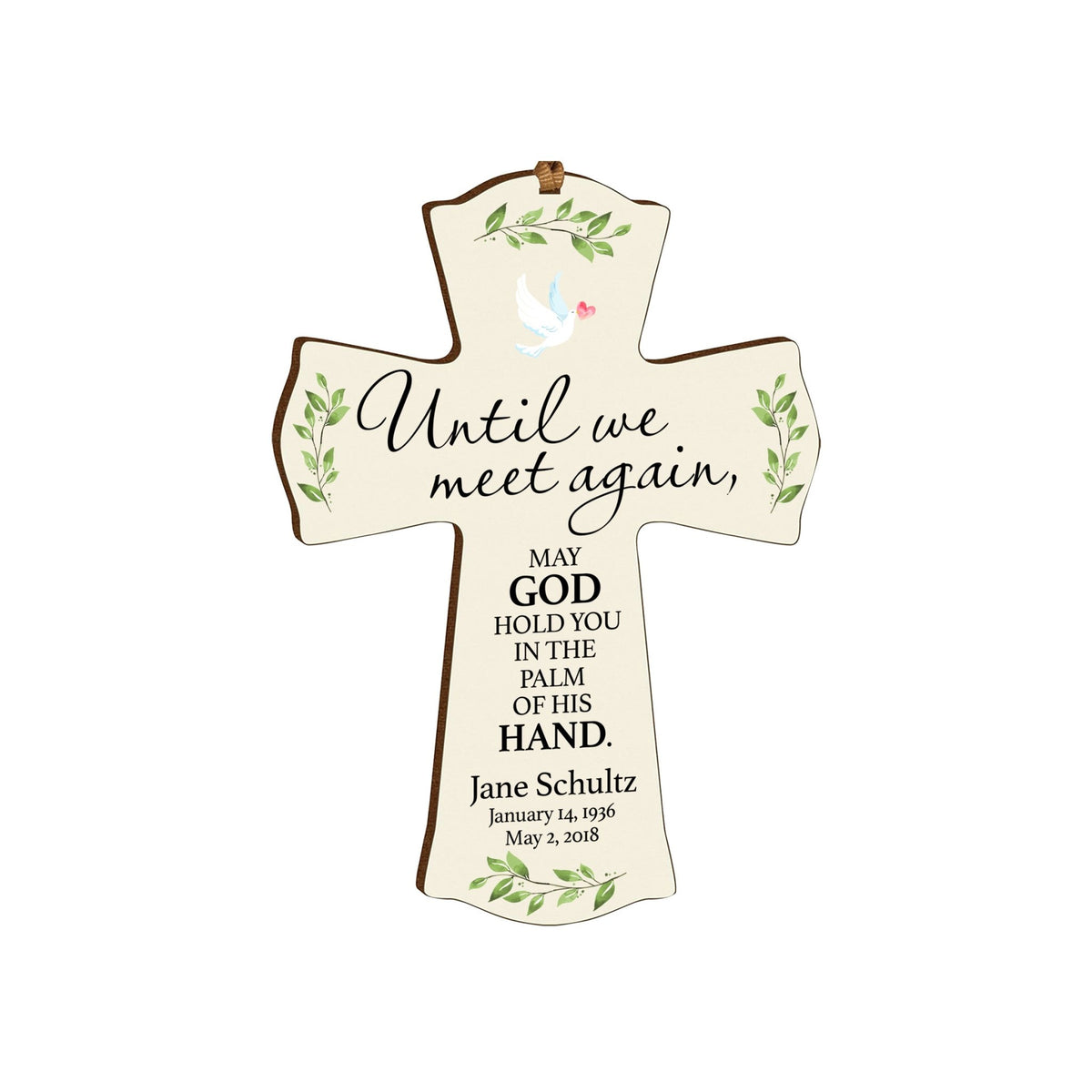 Custom Memorial Wooden Cross 4x6 Until We Meet Again - LifeSong Milestones
