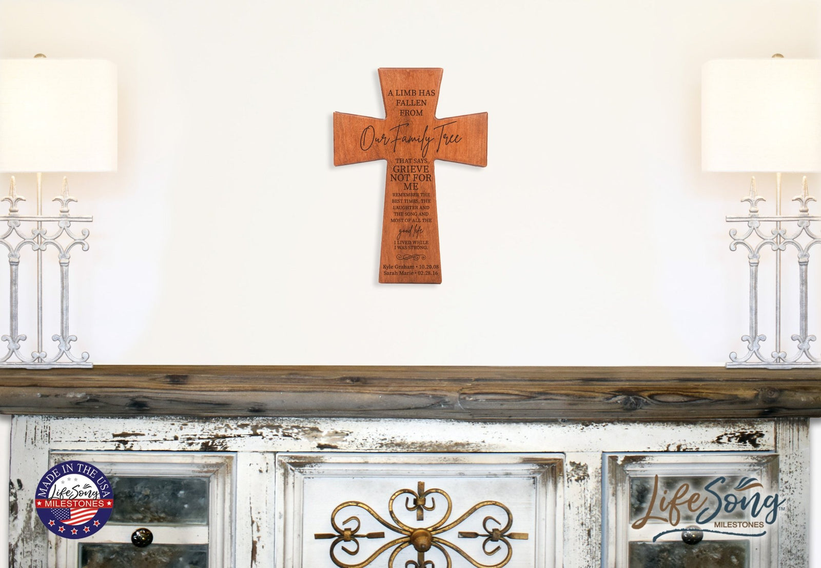 Custom Memorial Wooden Cross 7x11 A Limb Has Fallen - LifeSong Milestones