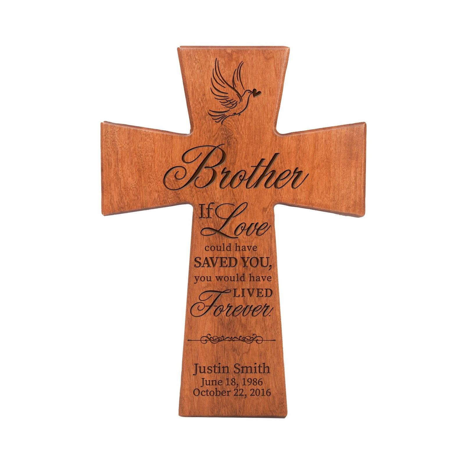 Custom Memorial Wooden Cross 7x11 Brother, If Love Could - LifeSong Milestones