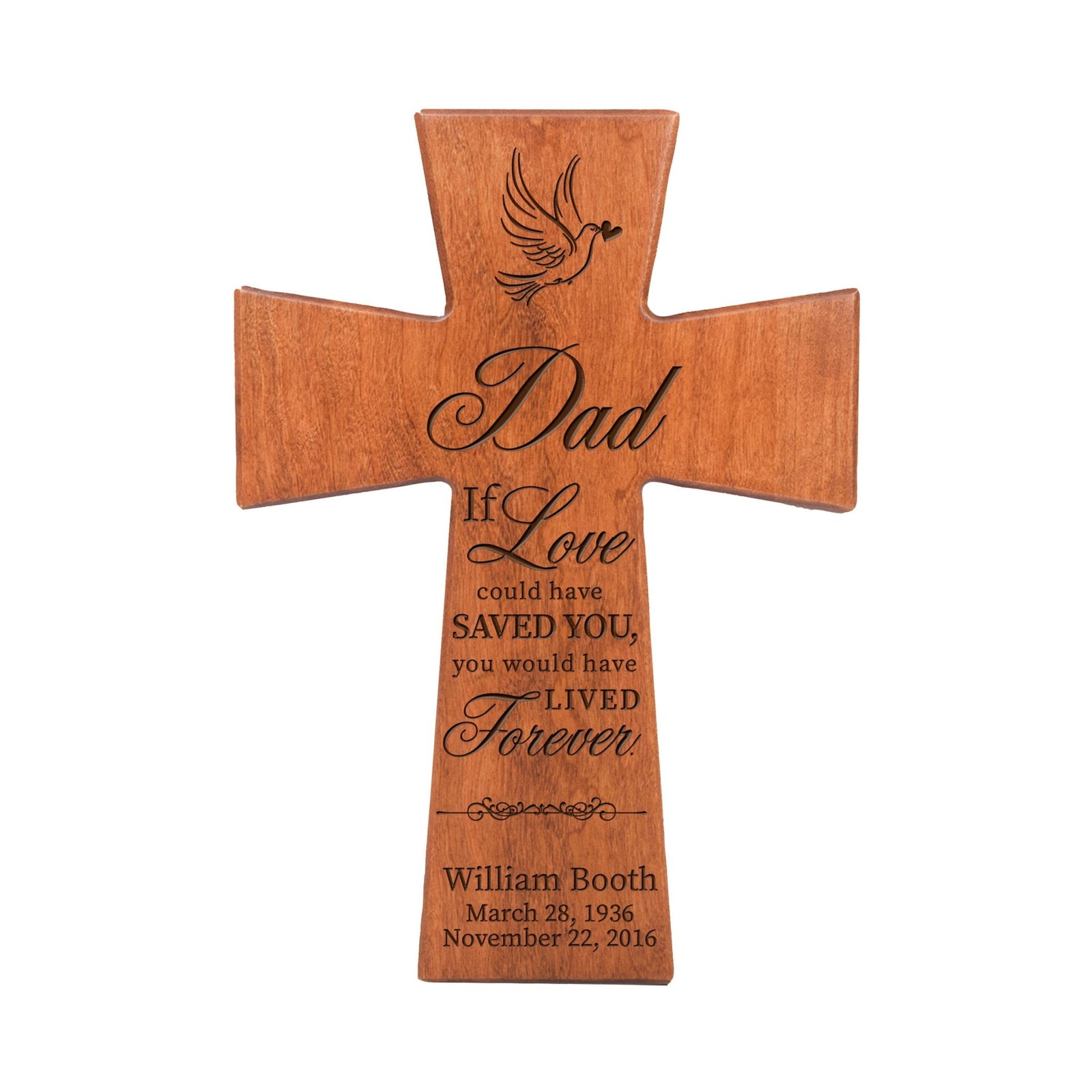 Custom Memorial Wooden Cross 7x11 Dad, If Love Could - LifeSong Milestones
