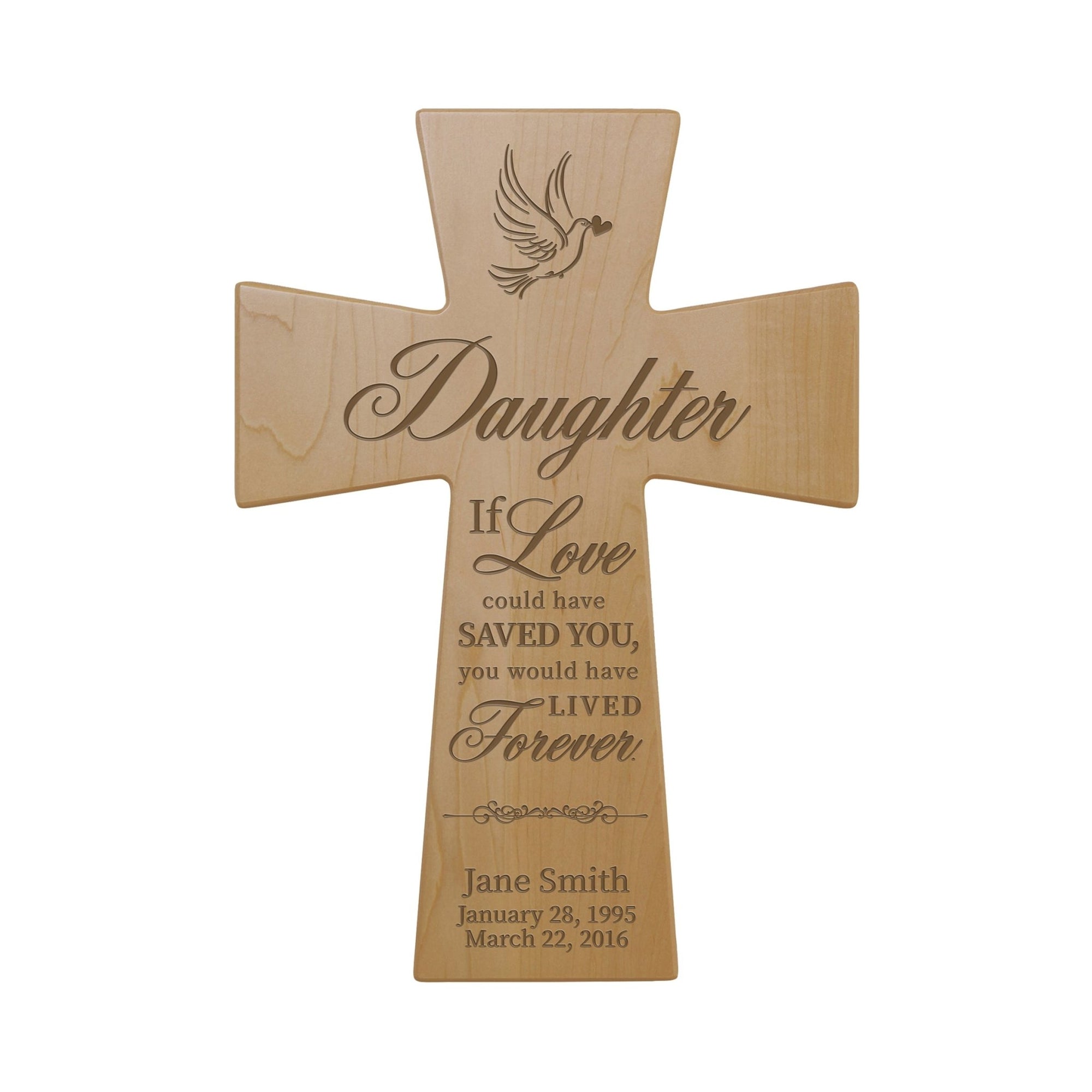 Custom Memorial Wooden Cross 7x11 Daughter, If Love Could - LifeSong Milestones