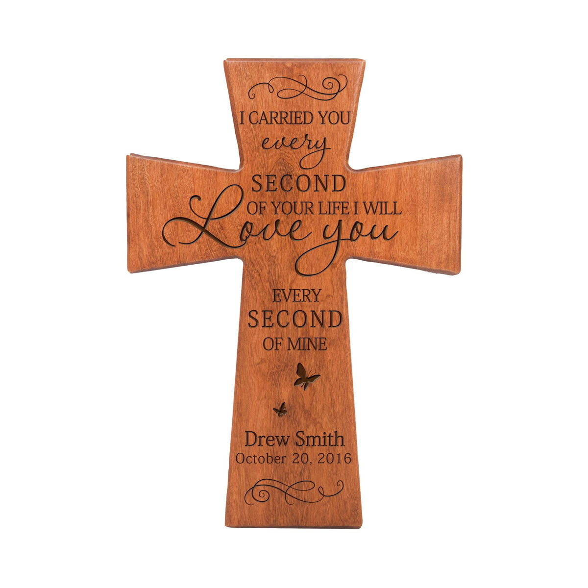 Custom Memorial Wooden Cross 7x11 I Carried You Butterfly - LifeSong Milestones