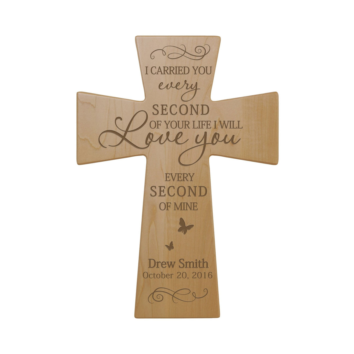 Custom Memorial Wooden Cross 7x11 I Carried You (Butterfly) - LifeSong Milestones