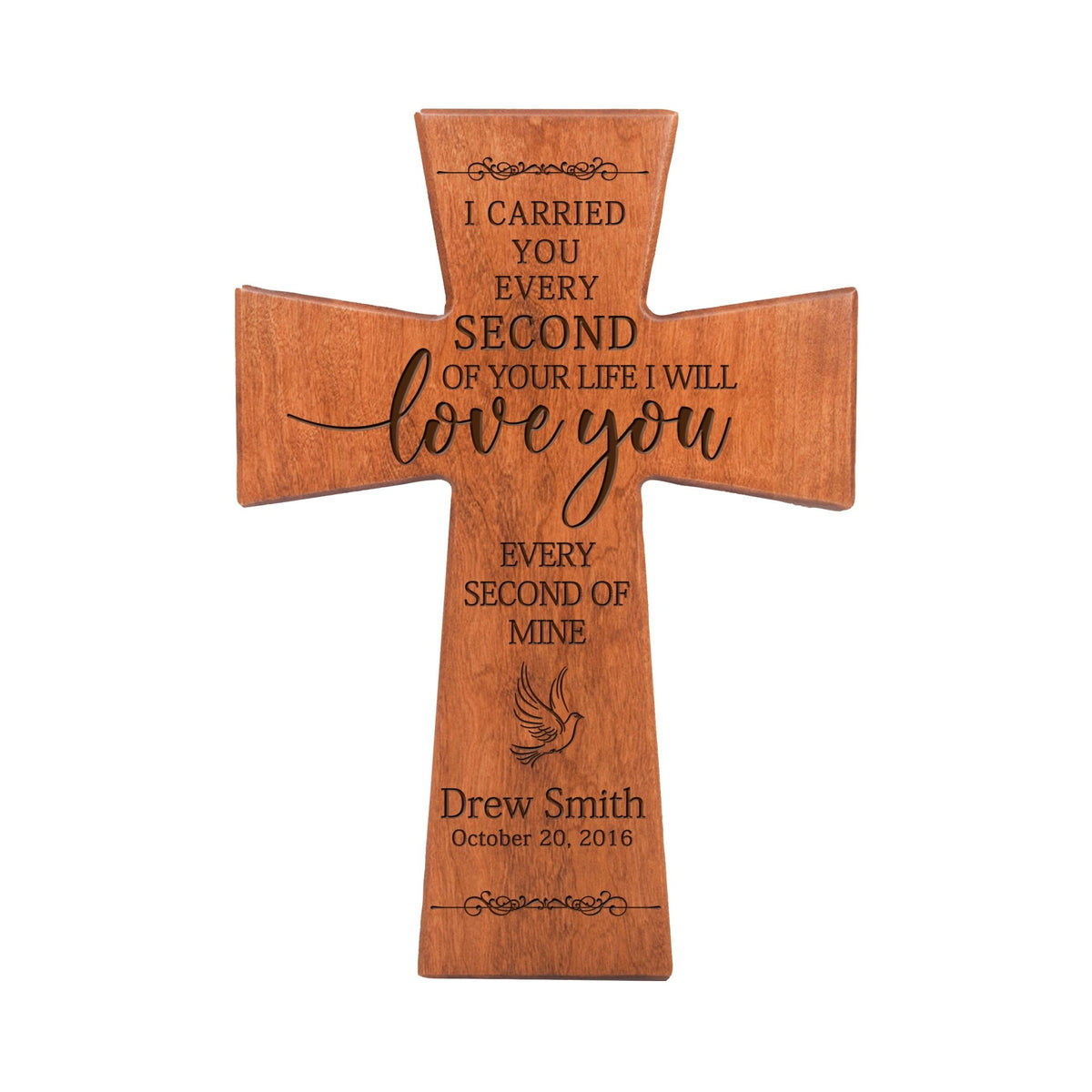 Custom Memorial Wooden Cross 7x11 I Carried You Dove - LifeSong Milestones