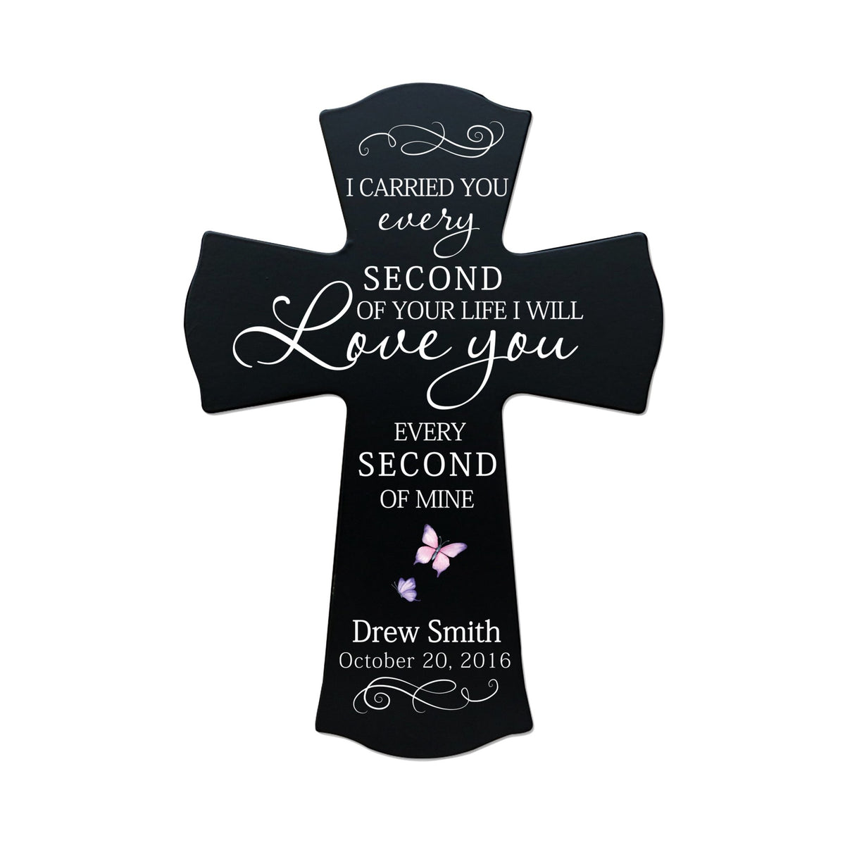Custom Memorial Wooden Cross 8.5x11 I Carried You Butterfly - LifeSong Milestones