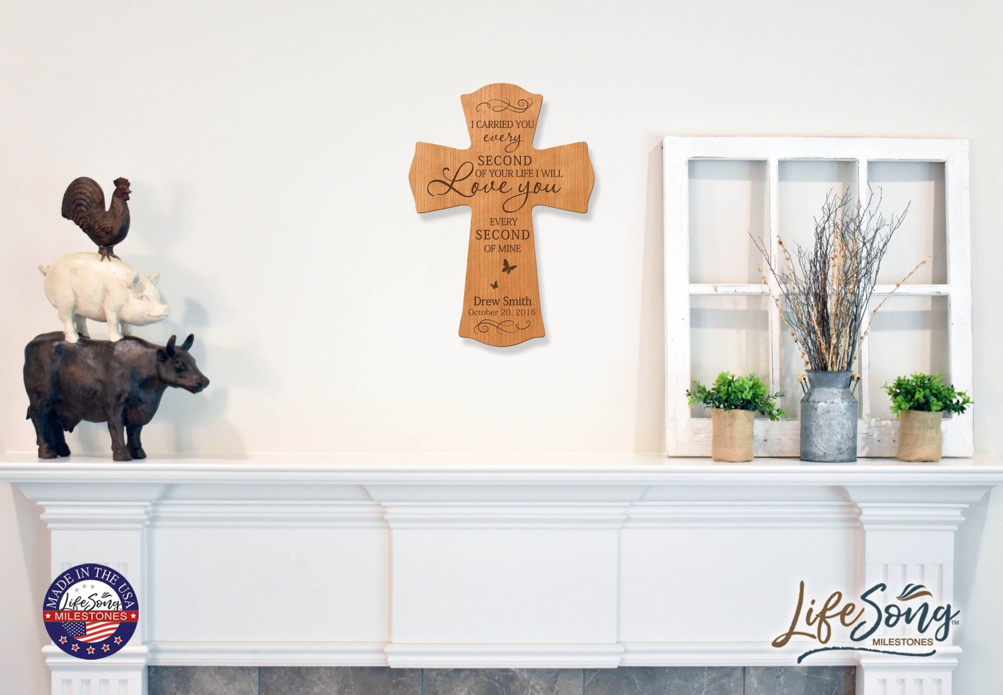 Custom Memorial Wooden Cross 8.5x11 I Carried You Butterfly - LifeSong Milestones