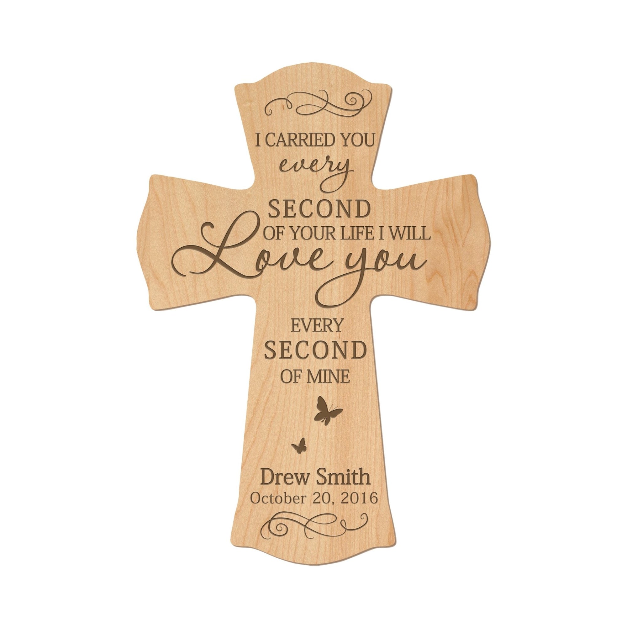 Custom Memorial Wooden Cross 8.5x11 I Carried You Butterfly - LifeSong Milestones