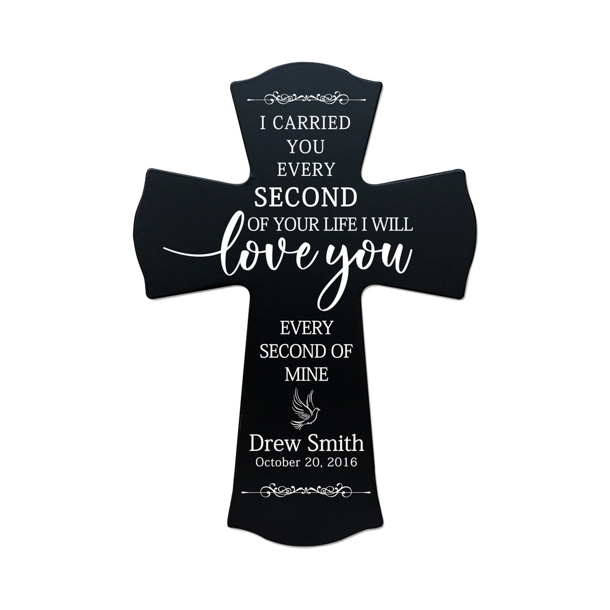 Custom Memorial Wooden Cross 8.5x11 I Carried You Dove - LifeSong Milestones