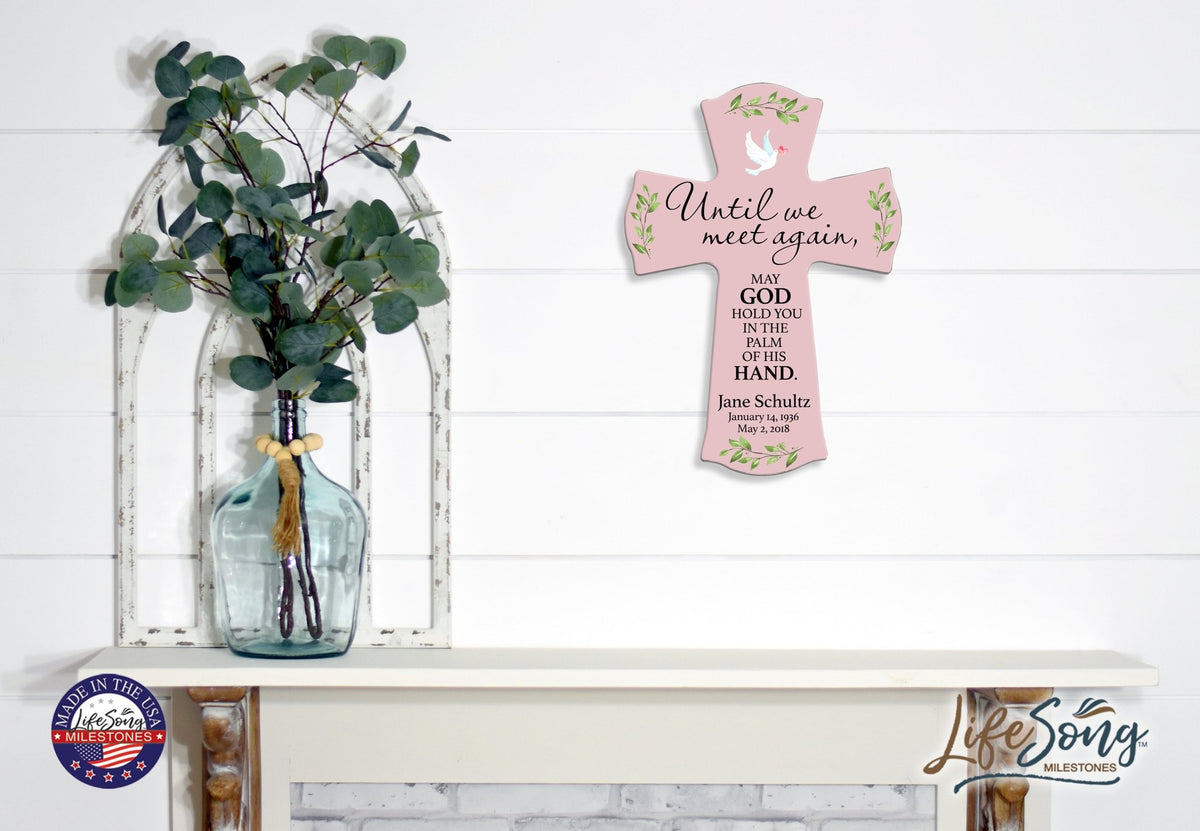 Custom Memorial Wooden Cross 8.5x11 Until We Meet Again - LifeSong Milestones