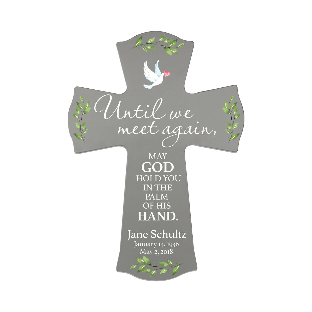 Custom Memorial Wooden Cross 8.5x11 Until We Meet Again - LifeSong Milestones