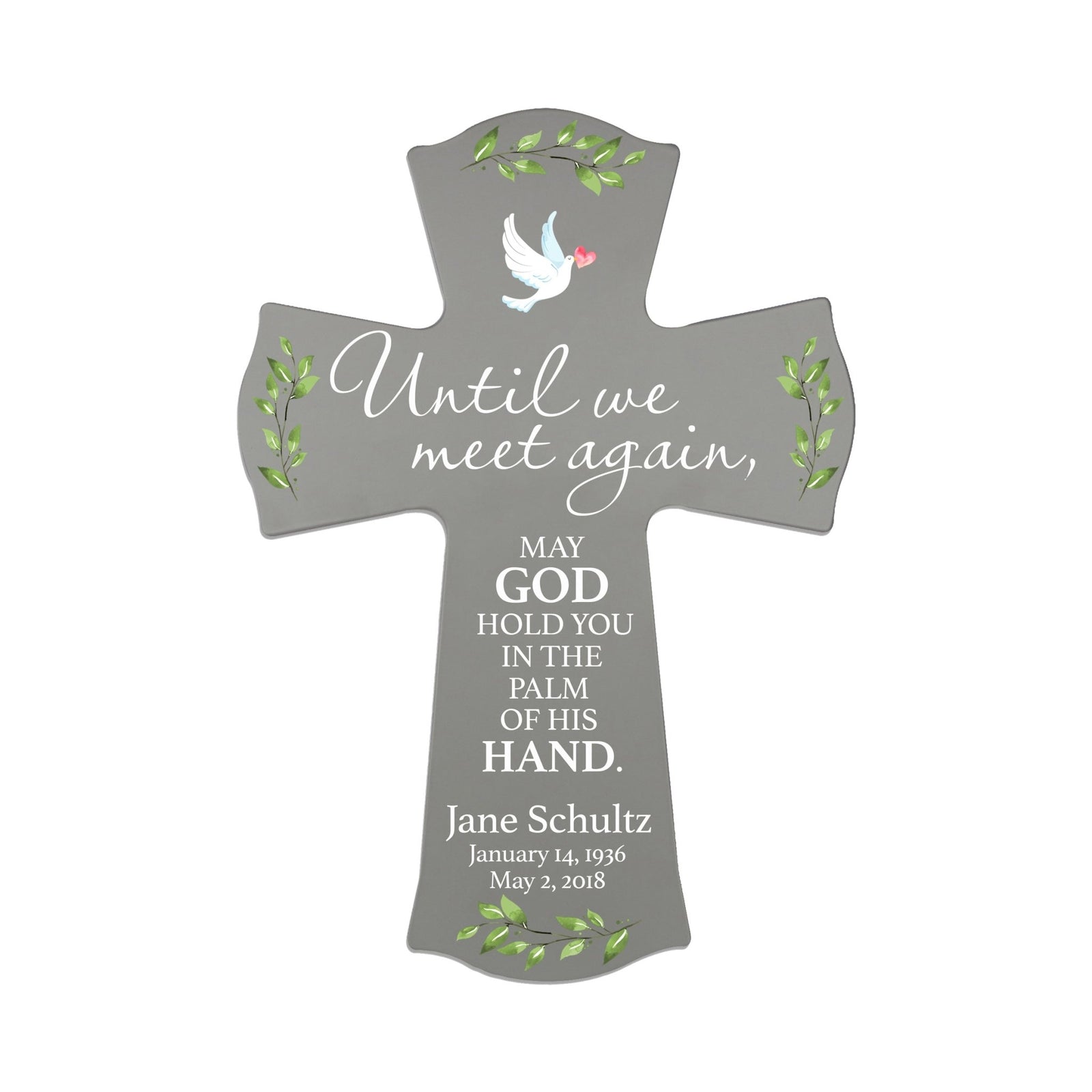 Custom Memorial Wooden Cross 8.5x11 Until We Meet Again - LifeSong Milestones