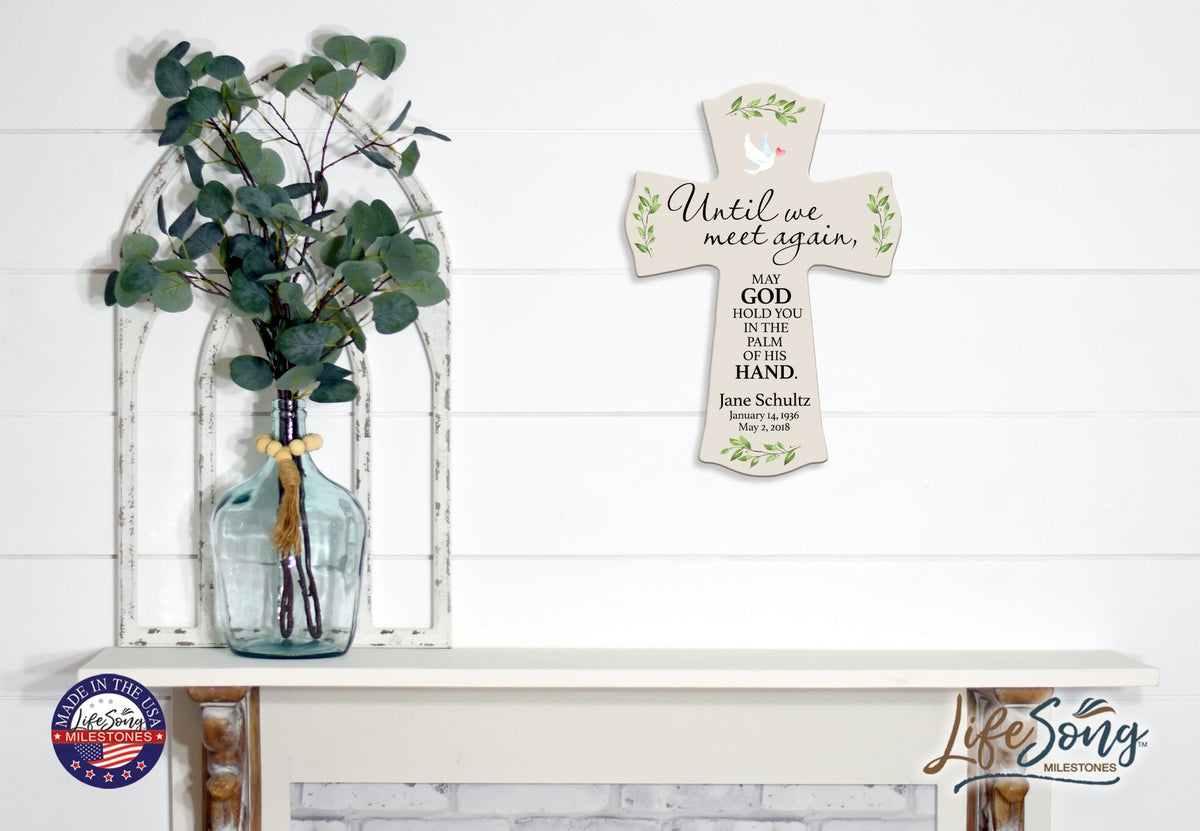 Custom Memorial Wooden Cross 8.5x11 Until We Meet Again - LifeSong Milestones