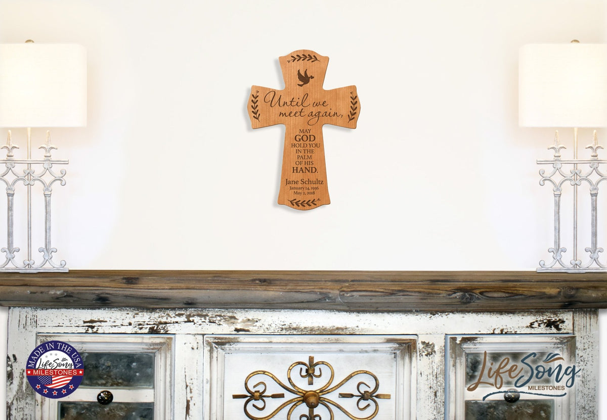 Custom Memorial Wooden Cross 8.5x11 Until We Meet Again - LifeSong Milestones