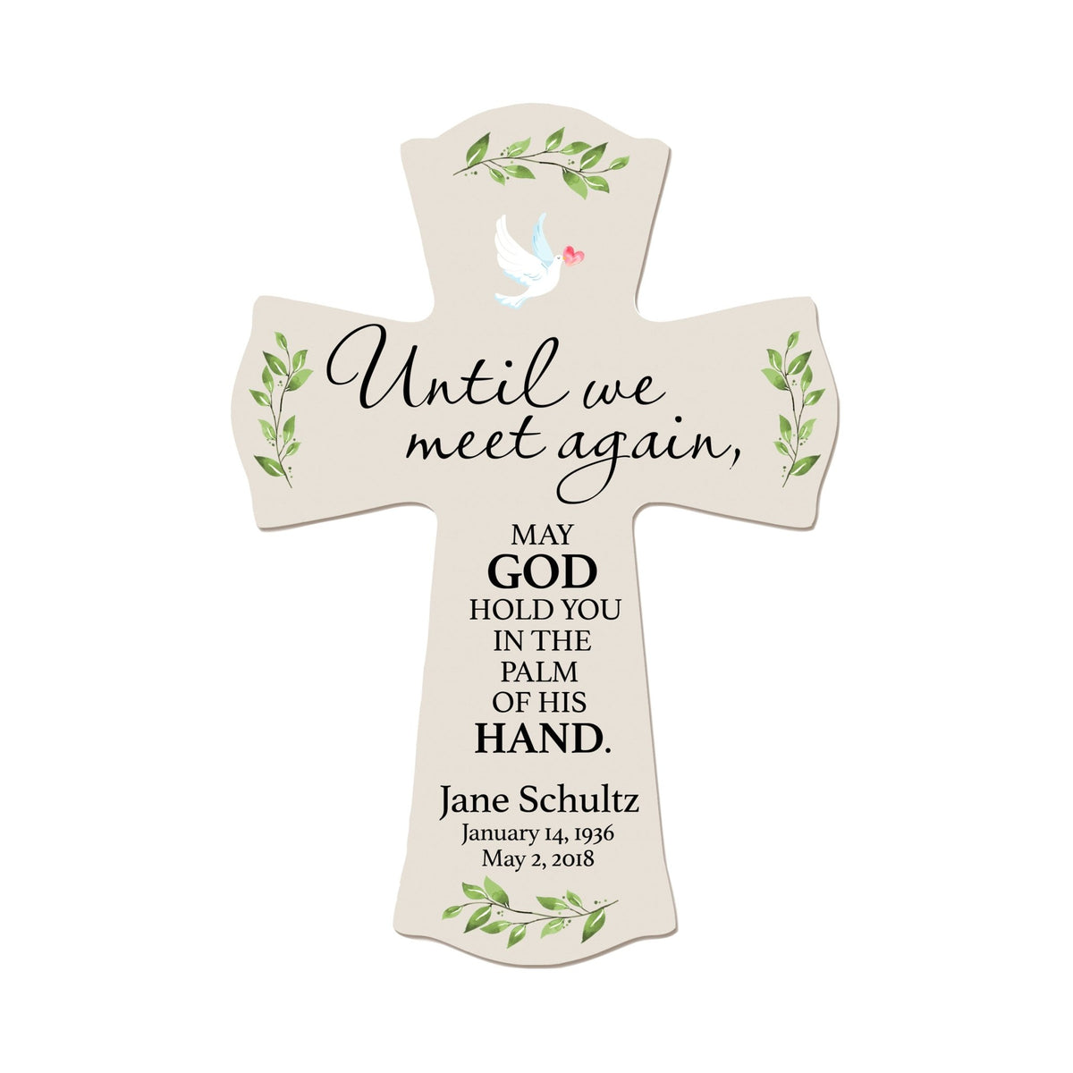 Custom Memorial Wooden Cross 8.5x11 Until We Meet Again - LifeSong Milestones