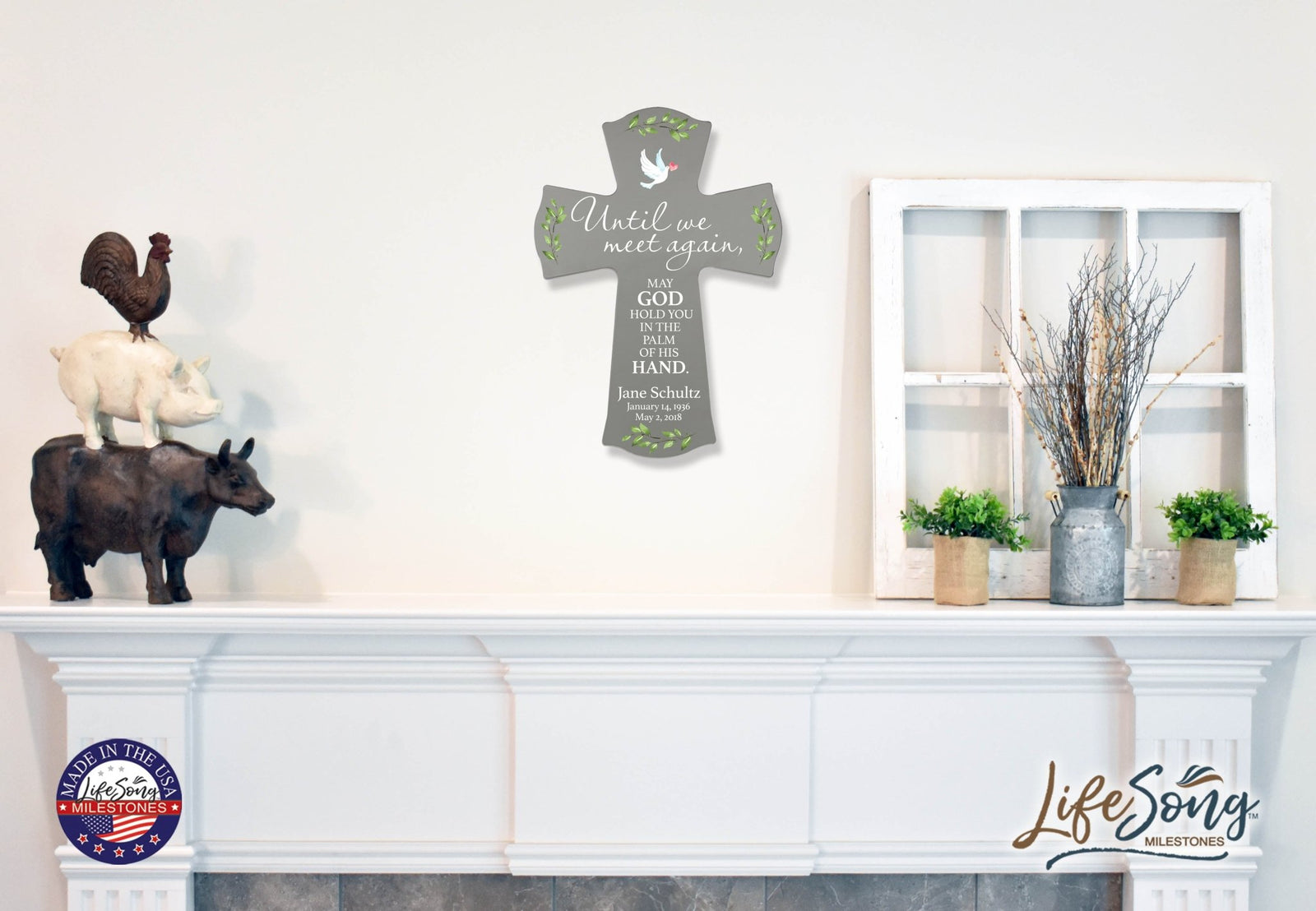 Custom Memorial Wooden Cross 8.5x11 Until We Meet Again - LifeSong Milestones