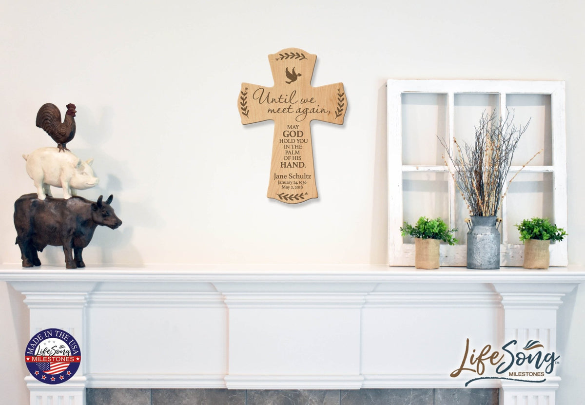 Custom Memorial Wooden Cross 8.5x11 Until We Meet Again - LifeSong Milestones