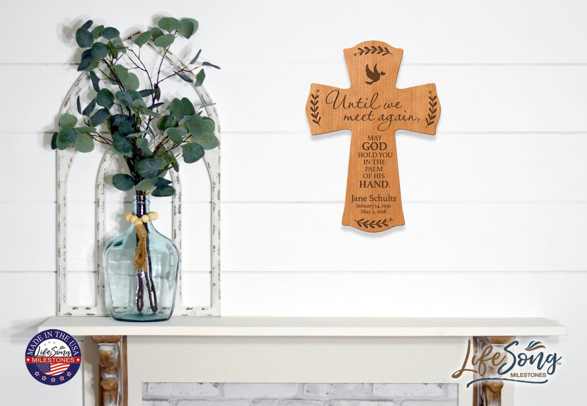 Custom Memorial Wooden Cross 8.5x11 Until We Meet Again - LifeSong Milestones