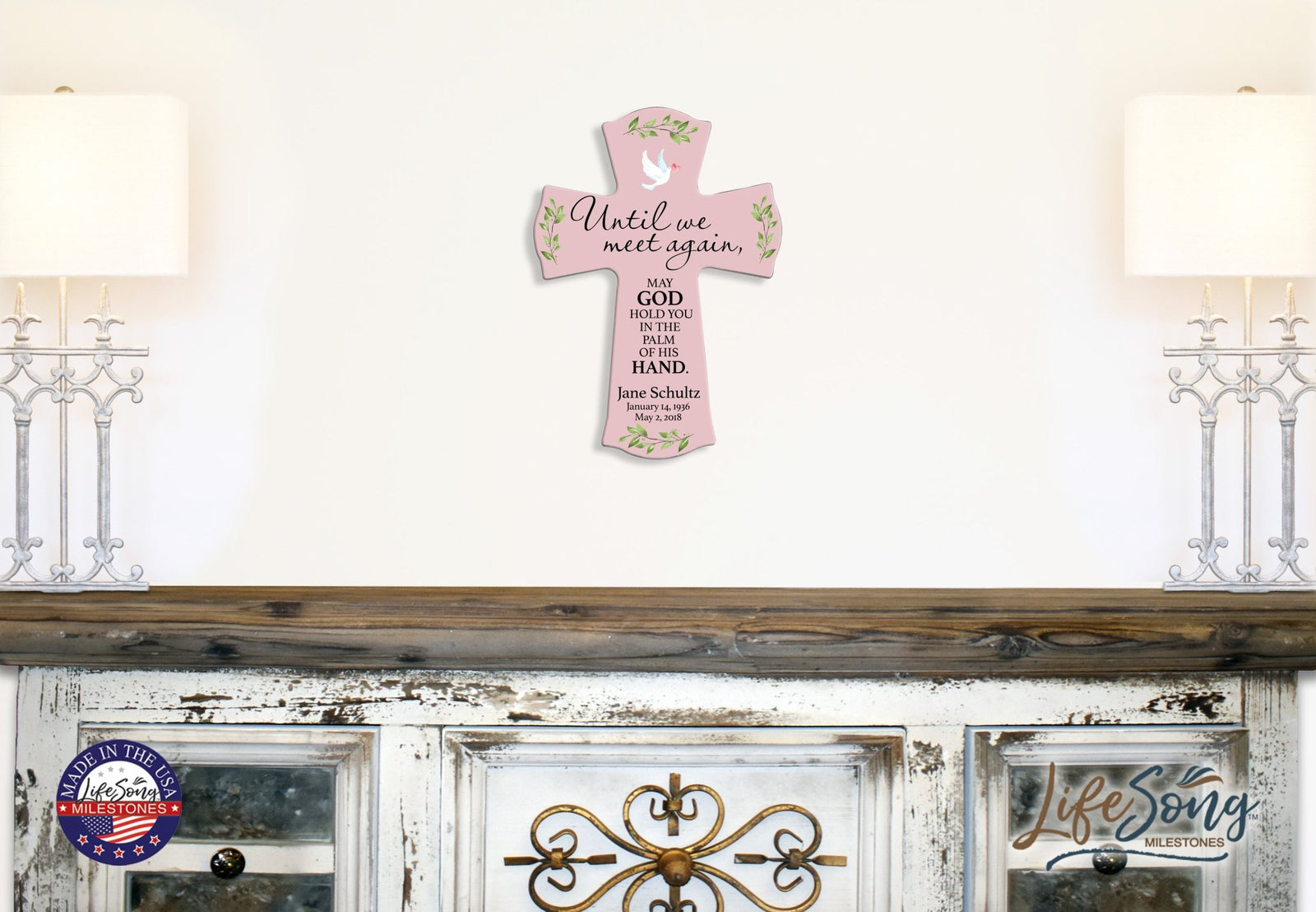 Custom Memorial Wooden Cross 8.5x11 Until We Meet Again - LifeSong Milestones