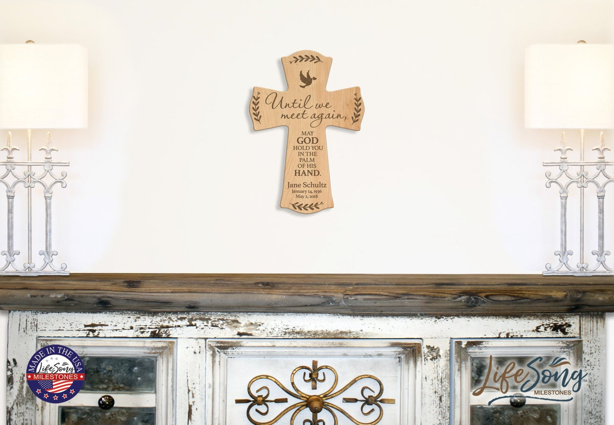 Custom Memorial Wooden Cross 8.5x11 Until We Meet Again - LifeSong Milestones