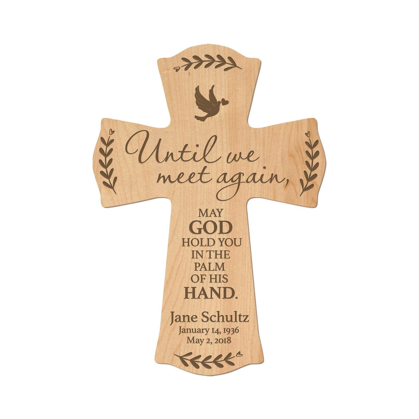 Custom Memorial Wooden Cross 8.5x11 Until We Meet Again - LifeSong Milestones