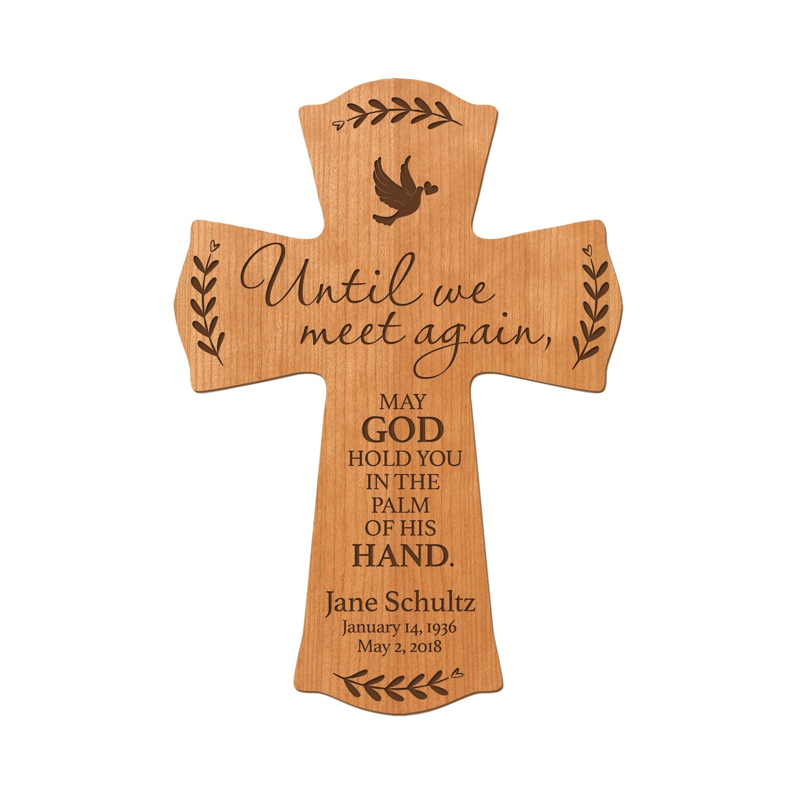 Custom Memorial Wooden Cross 8.5x11 Until We Meet Again - LifeSong Milestones