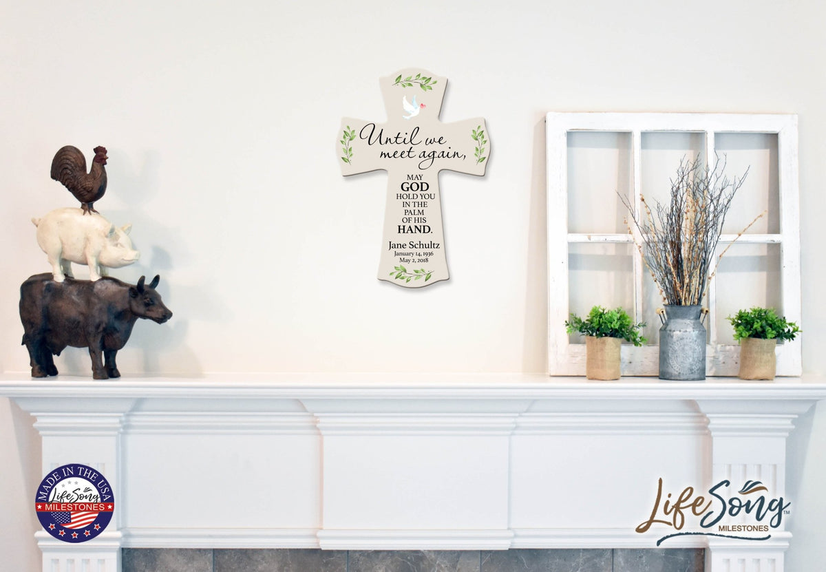 Custom Memorial Wooden Cross 8.5x11 Until We Meet Again - LifeSong Milestones
