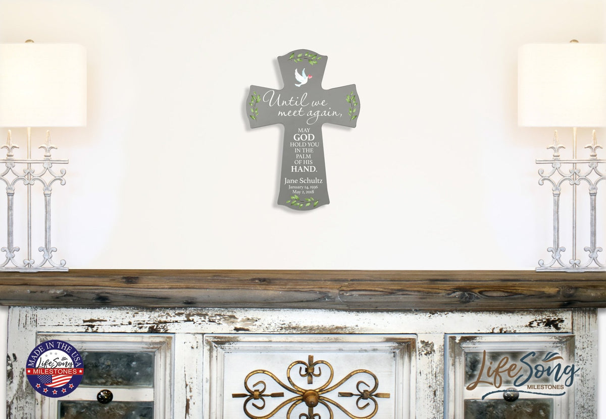 Custom Memorial Wooden Cross 8.5x11 Until We Meet Again - LifeSong Milestones