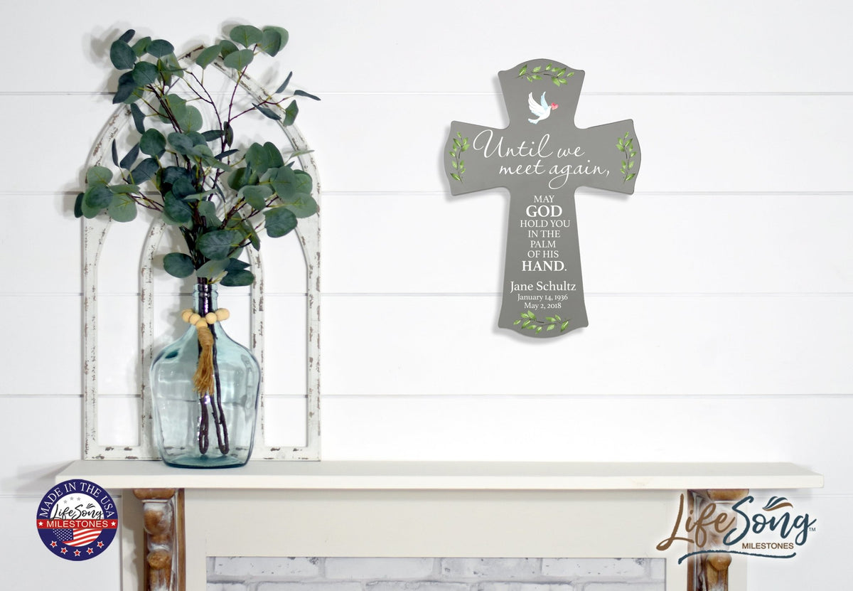 Custom Memorial Wooden Cross 8.5x11 Until We Meet Again - LifeSong Milestones