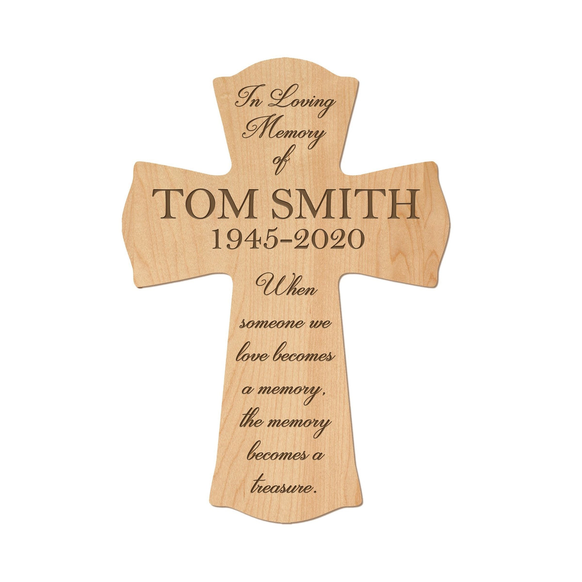 Custom Memorial Wooden Wall Cross 8”x11.25”x 0.75” - In loving Memory (LINES) - LifeSong Milestones