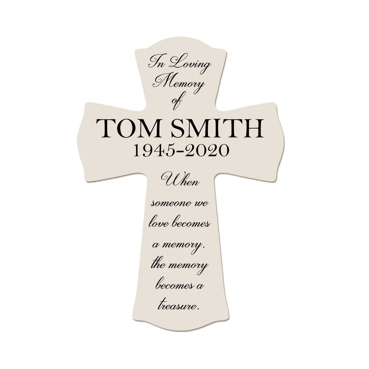 Custom Memorial Wooden Wall Cross 8”x11.25”x 0.75” - In loving Memory (LINES) - LifeSong Milestones