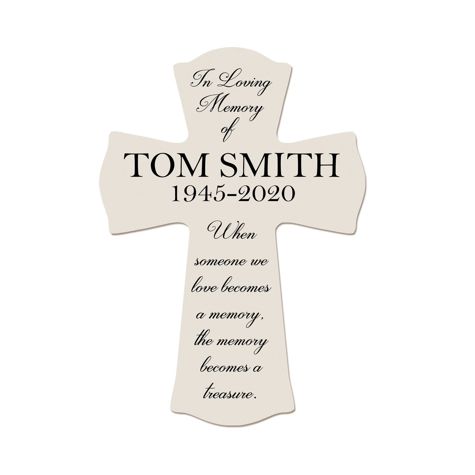 Custom Memorial Wooden Wall Cross 8”x11.25”x 0.75” - In loving Memory (LINES) - LifeSong Milestones