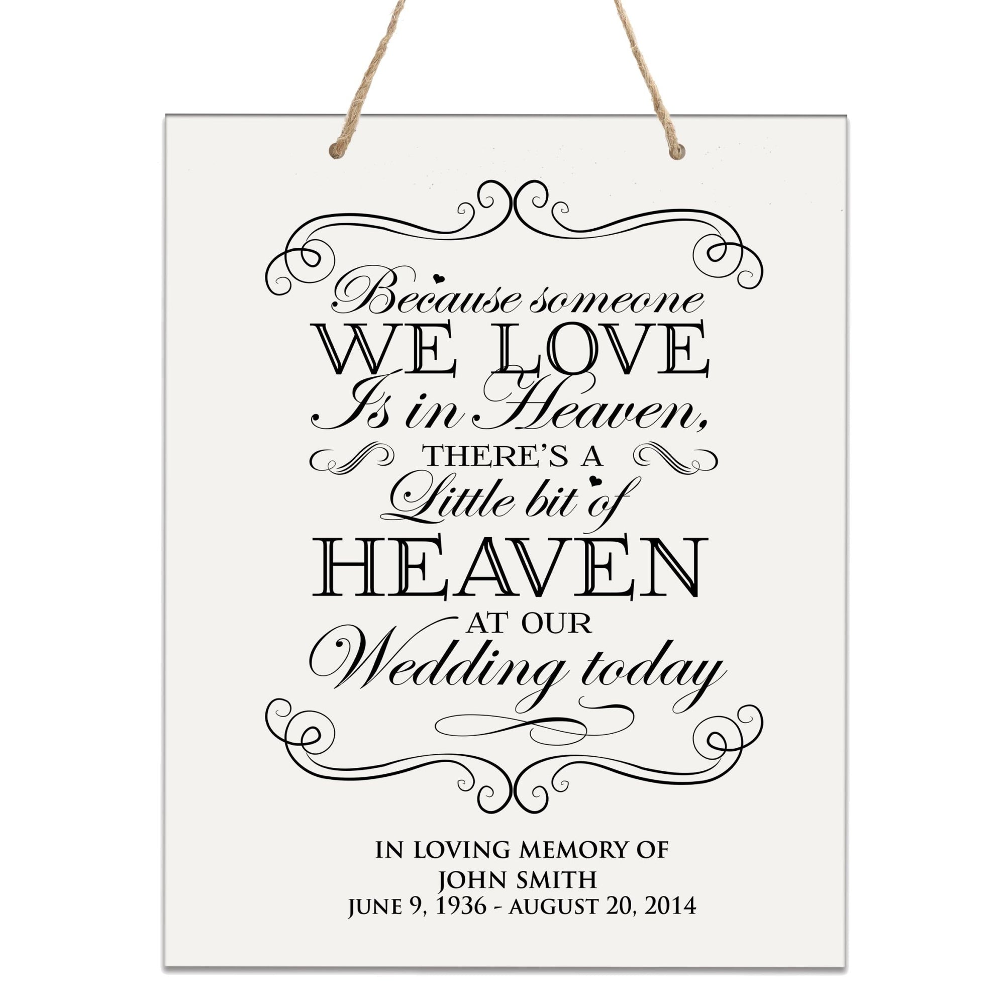 Custom Memorial Wooden Wall Plaque Heaven At Our Wedding Day 12x15 - LifeSong Milestones