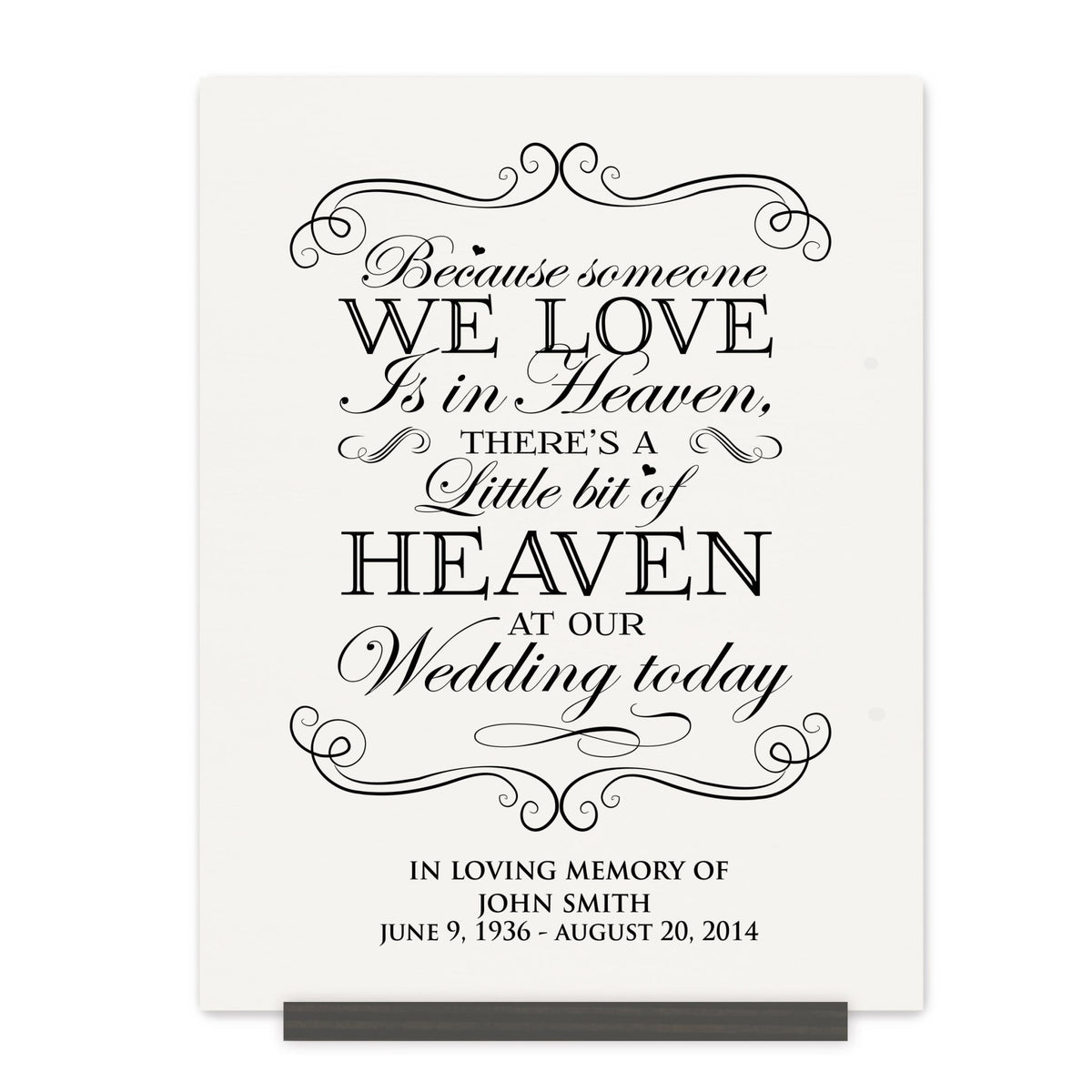 Custom Memorial Wooden Wall Plaque Heaven At Our Wedding Day 12x15 - LifeSong Milestones